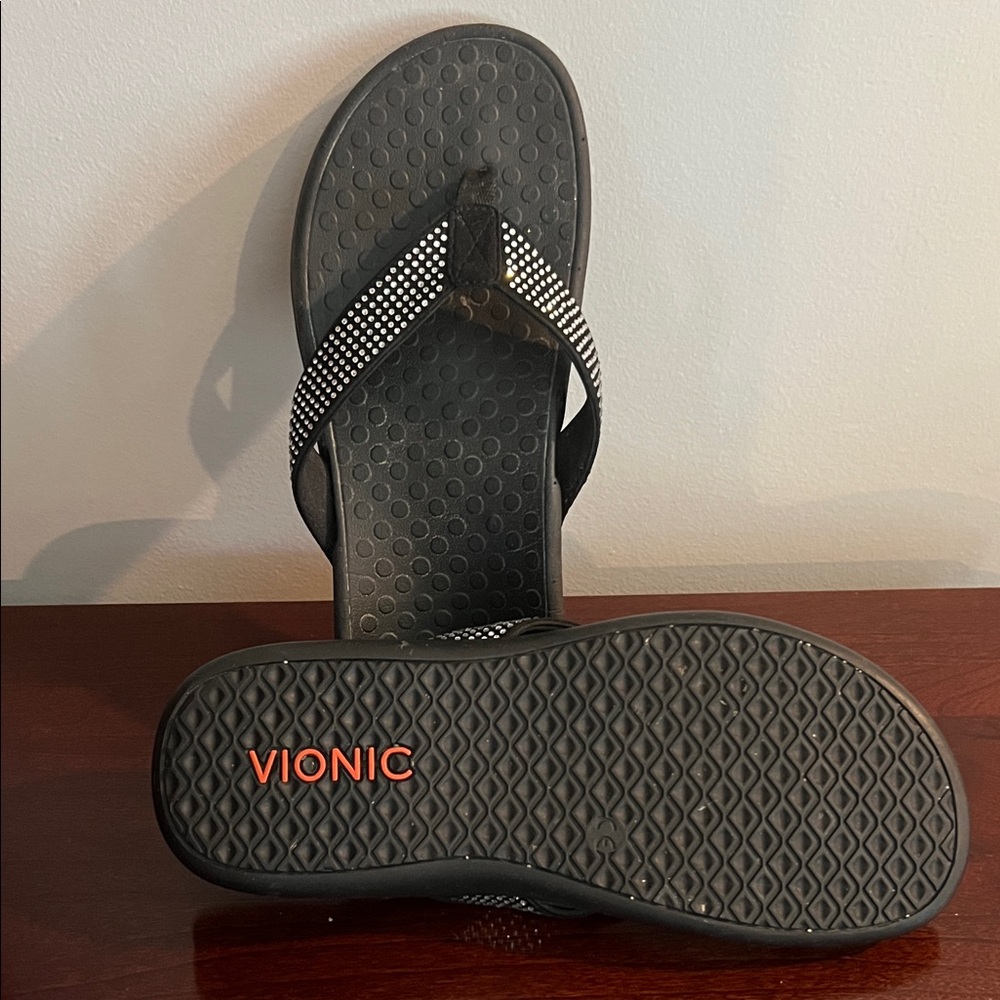 Vionic Black Sandals with Silver Accents - Picture 4 of 4